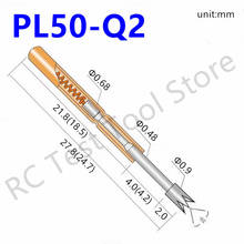 100 Pcs PL50-Q Spring Test Probe PL50-Q2 Brass Nickel Plated Needle Head Test  Accessories Length 27.8mm for Electronic Tools 2024 - buy cheap