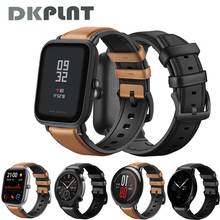 Ремешок DKPLNT из натуральной кожи для Amazfit Bip S gts gtr, браслет для xiaomi Amazfit GTR 42 мм 47 мм Pace Stratos, 20/22 мм 2024 - купить недорого