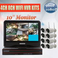 4CH 8CH WIFI NVR Kit Wireless CCTV Security Camera System 10" Monitor 1.3MP 2MP Outdoor IP Camera P2P Video Surveillance Kits 2024 - buy cheap