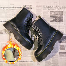 Зимние ботинки женские мотоциклетные ботинки из мягкой кожи черные ботинки на танкетке женские белые ботинки на платформе со шнуровкой Botas Mujer 2024 - купить недорого