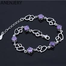 ANENJERY Silver Color Charm Bracelet For Women Love Heart Zircon Bracelet Wedding Jewelry S-B149 2024 - buy cheap