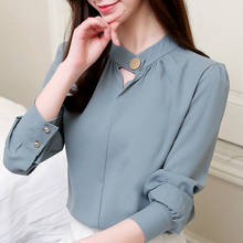 Blusa feminina de manga comprida com decote em v, para escritório, 2021 2024 - compre barato