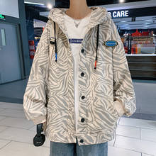 Yasuguoji nova 2021 primavera moda japonesa listrado casacos com capuz para homens carga casual solto oversized jaqueta plus size roupas 2024 - compre barato