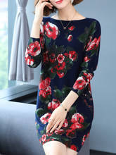 Long Sweater Dress Autumn Fashion Long Sleeve Pullovers Print Knitwear Jumper Plus Size Sweater Women 2024 - buy cheap