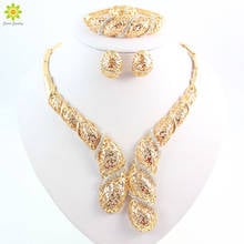 Dubai Wedding Fine Jewelry African Costume Jewelry Set Gold Color Bridal Jewelry Sets Party Earring And Necklace Sets 2024 - buy cheap