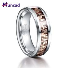 NUNCAD Silver Color Anel Masculino High Polish Gold Color Ripple Pattern Tungsten Steel Men Wedding Rings AAA Quality 2024 - buy cheap