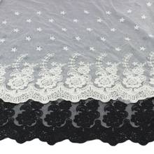 Yackalasi tecido bordado de renda de algodão 3d, aplique floral, renda, borboleta, estrelas, flor diy, vestuário escalopes 43cm 2024 - compre barato