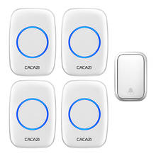 CACAZI Self-powered Wireless Waterproof Doorbell No Battery Required 1 Button 4 Receiver US EU UK Plug Cordless Home Ring Bell 2024 - buy cheap