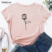 Fashion Women Tshirt Graphic Rose Floral Print T-Shirt 100%Cotton Women T Shirt O Neck Short Sleeve Tees Summer Women Tops 2024 - buy cheap