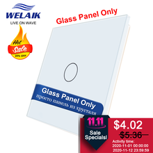 WELAIK  EU 1Frame 1Gang  LED Light Wall Touch Switch White Crystal Tempered Glass Panel Only DIY Parts 80*80mm  A191W1 2024 - купить недорого