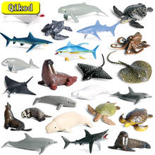 Фигурки морских животных, дельфин, краб, Акула, модель черепахи, морской аквариум, миниатюрная обучающая игрушка для детей 2024 - купить недорого