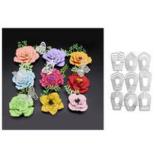Die Cuts 9PCS Rose Flower Metal Cutting Dies for DIY Scrapbooking Album Cards Making DIY Crafts Embossing Foldr Stencil Template 2024 - buy cheap