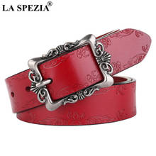 LA SPEZIA Women Belt Real Leather Cowskin Ladies Waist Belt Pin Buckle Female Waistband Vintage Accessories Jeans Strap 110cm 2024 - buy cheap