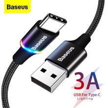 Baseus LED USB Type C Cable For Xiaomi 13 Redmi Realme POCO Fast Charging Wire Cord USB-C Charger Mobile Phone USBC Type-C Cable 2024 - buy cheap