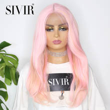 Sivir Lace Pink Ombre Synthetic Hair Wigs Medium Women Natural Hair Middle Part Cosplay Party Wigs Heat Resistant 2024 - buy cheap