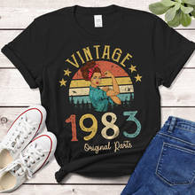 Vintage 1983 Original Parts Women Tshirt Cotton Colored Retro T-shirts 39 Years Old Birthday Gift Female Short Sleeve Tops 2024 - buy cheap