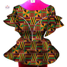 Африканская одежда Дашики африканская рубашка для женщин Базен Riche Анкара принт короткий рукав рубашки на молнии Топ Женские Повседневные Вечерние WY6733 2024 - купить недорого