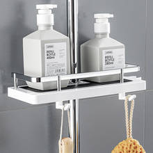 Estante de almacenamiento para ducha de baño, organizador de poste, soporte para bandeja de champú, montaje en pared, barra de elevación sin perforación, soporte para cabezal de ducha 2024 - compra barato
