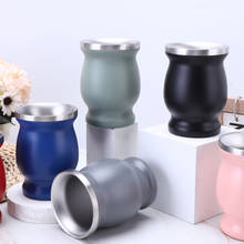 8oz Yerba Mate Cup Stainless Steel Colorful Double-Wall Tea Cup Coffee Beer Juice Gourd Shape Mug For Friends Gifts