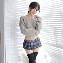 Saia xadrez plissada de 18 cm, saia sexy de estudante ultrashort, com elástico para glúteo e festa, mini saia feminina, jupe feminina, faldas coreana, 2020 2024 - compre barato