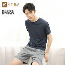 Xiaomi youpin cottonsmith simples solto casa conjunto de algodão conforto shorts de manga curta masculino conjunto de roupas de casa masculina 2024 - compre barato