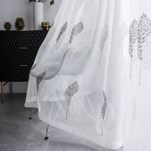 Cortinas bordadas brancas transparentes para sala de estar, quarto, para cozinha, tule, voile, para janela, tratamento 2024 - compre barato