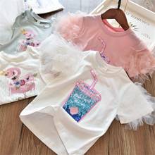 Summer Girl T-shirt Unisex Short Sleeve Animal Print Tees Kids Cotton Cartoon Tops Children Unicorn Birthday Clothes Casual Wear 2024 - buy cheap