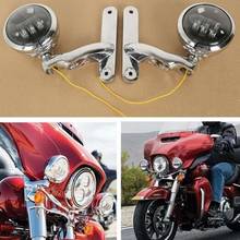 4 1/2" Black Chrome Led Auxiliary Lighting With Chrome For Harley Motorcycle 4.5 inch Fog Light  Bracket For Harley Street Glide 2024 - buy cheap