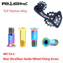 Risk parafusos de liga ti de titânio, desviador traseiro para bicicleta, roda jockey, mtb, parafusos de rolo guia de bicicleta, 2 peças m5 * 14.2mm 2024 - compre barato