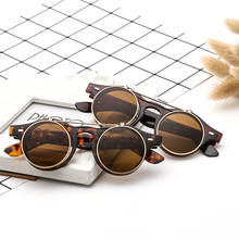 Óculos de sol redondos steampunk, óculos tipo goth retrô vintage e clássico, acessórios de moda, lentes redondas 2024 - compre barato