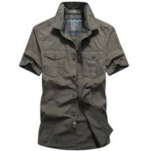Для мужчин 2021 новый летний Для Мужчин's Военная Униформа рубашка с короткими рукавами рубашки для мальчиков хлопок воздухопроницаемая рубашка homme свободные армейские рубашка 4XL 5XL 6XL 2024 - купить недорого