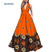 Dashiki African Print Long Dresses for Women Sexy Patchwork Applique Flower Deep V-Neck Dresses Bazin Riche Vestidos WY3551 2024 - buy cheap