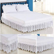 Top Selling White Jacquard Craft Stereoscopic Floral Lace Wrap Around Ruffled Bed Skirt Strong Elastic Fantastic Rich Product 2024 - buy cheap