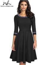 Nice-forever Spring Elagnt Embroidery Patchwork Black Dresses Casual Retro A-Line Pinup Women Flare Dress btyA066 2024 - buy cheap