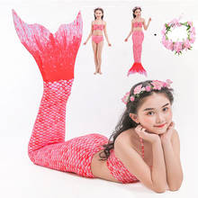 2022 Girls Mermaid Tails Swimming Dresses Halloween Cosplay Costume Beach Clothes Child Mermaid Swimsuit Kids Swimmable Costume 2024 - buy cheap