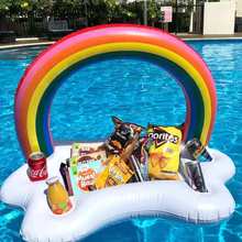 Balde de arco-íris para festa de verão, suporte de copo inflável, bandeja de arco-íris para praia, boia de natação para piscina 2024 - compre barato