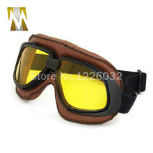 Brown Leather Scooter Goggles Motorcycle motorcycle glasses Riding Racing Bike Driving Goggle Motocross Glasses Sunglasses 2024 - buy cheap