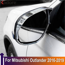 For Mitsubishi Outlander 2016 2017 2018 2019 Chrome Rear Rearview Mirror Rain Shade Cover Trim Glass Sun Visor Shield Frame 2024 - buy cheap