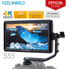 Feelworld-monitor dslr de campo para câmera, s55, 5.5 espaços, ips, assistente de foco, 1280x720, suporta 4k, entrada hdmi, saída dc com braço de inclinação 2024 - compre barato