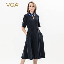 Voa 40 m/m de seda pesado gola gota raglan manga colisão material costura magro maduro temperamento feminino vestido de verão a10588 2024 - compre barato