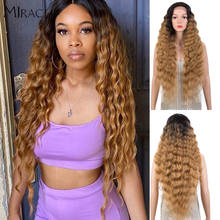 Synthetic Lace Wig Black Blonde Ombre Wig 30Inch Long Deep Wave Middle T Part Lace Wigs African American Wigs For Black Women 2024 - buy cheap