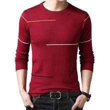 BROWON marca-Jersey hombre jersey de corte Slim suéteres sweater tejido para hombre Casual suéter de los hombres de cuello suéter de rayas de los hombres M-3XL 2024 - compra barato