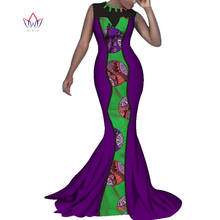 Novo vestido longo de sereia estampado africano, para mulheres, bazin ricos, sexy, vestido de retalhos, roupas femininas africanas, wy322 2024 - compre barato