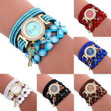 Brand Fashion Women Flower Crystal Clock Quartz Watch Casual Luxury Leather Rhinestone Bracelet Watch Relogio Feminino 2024 - compre barato