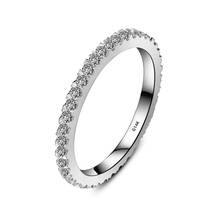 Одноцветное Белое золото 14 карат AU585 полный бриллианта обручальное кольцо с бриллиантом Классические Элегантные женские туфли-лодочки полосы белого золота Обручение кольцо 2024 - купить недорого