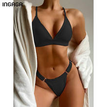 INGAGA Solid Women's Swimsuit 2022 New Sexy Bikini Swimwear Thongs Biquinis V-neck Bikinis Set Beachwear Bathing Suits Women 2024 - buy cheap