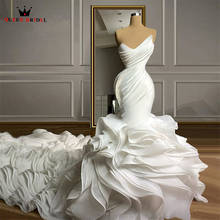 Luxurious Mermaid Strapless Ruffle Long Train Wedding Dresses Sexy Formal Bridal Gown Custom Size HC03 2024 - buy cheap