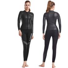 LAGCEN 2.5mm Neoprene Leather Wetsuit Women Long Sleeve Scuba Diving suit Female Surfing Snorkeling 2 pieces set Winter Swimsuit 2024 - buy cheap
