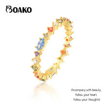 BOAKO Rainbow CZ Ring 925 Sterling Silver Mujer Anillos Plata Rings For Women Luxury Fine Jewelry Ring Bague Bijoux Aneis Joyero 2024 - buy cheap