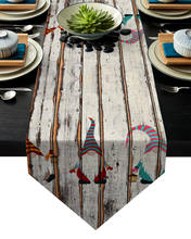 Toalha de mesa gnome de madeira, retrô, bandeira, decoração criativa para festa, casamento, feriado 2024 - compre barato